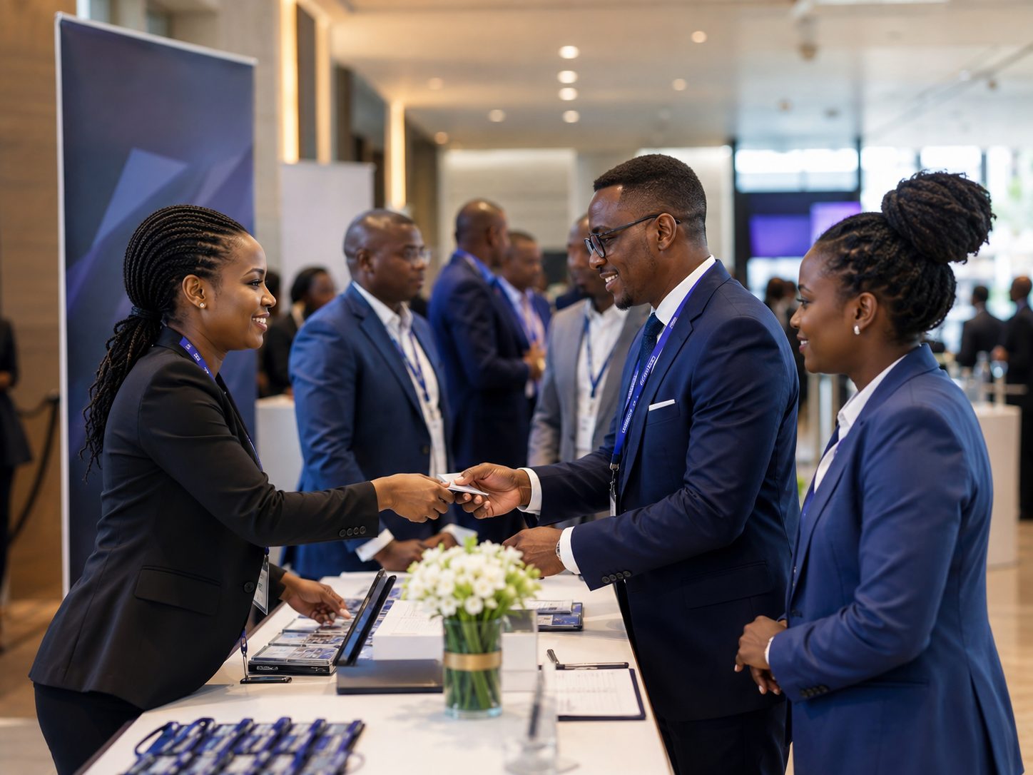 Delegates checking in at a professional conference