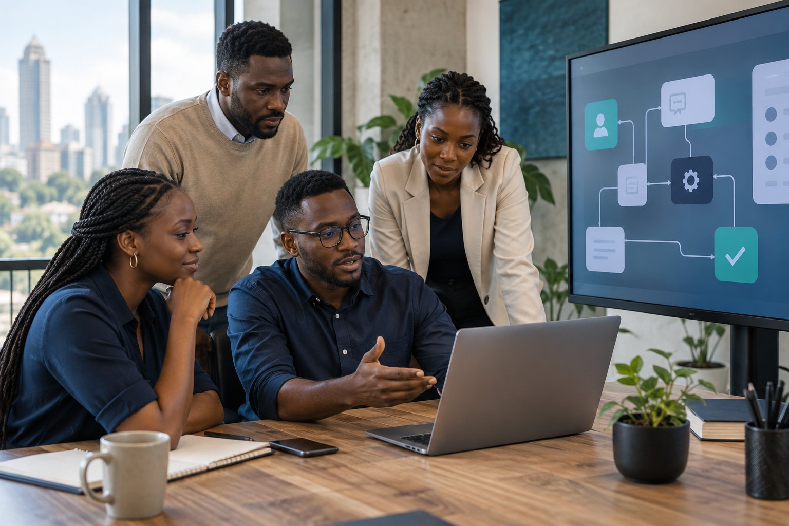 A team improving a connected digital workflow
