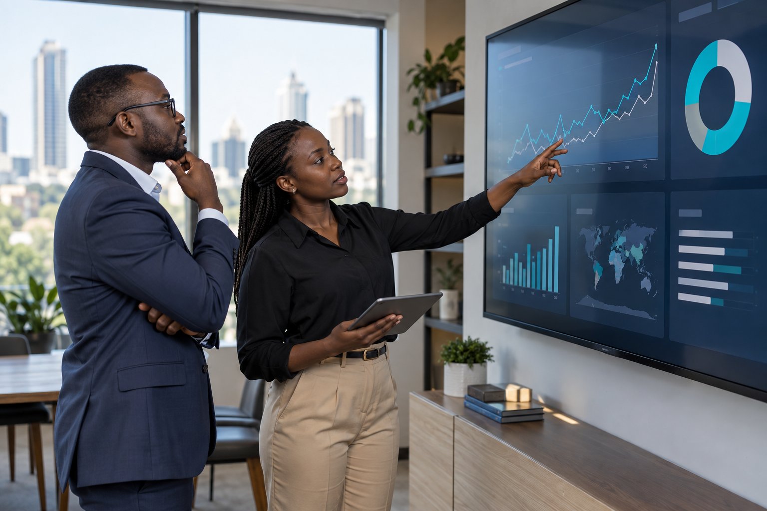 Analysts reviewing search and website performance